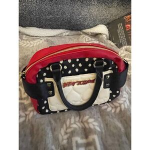 Betsey johnson fashion black white red quilted bag/purse pocketbook